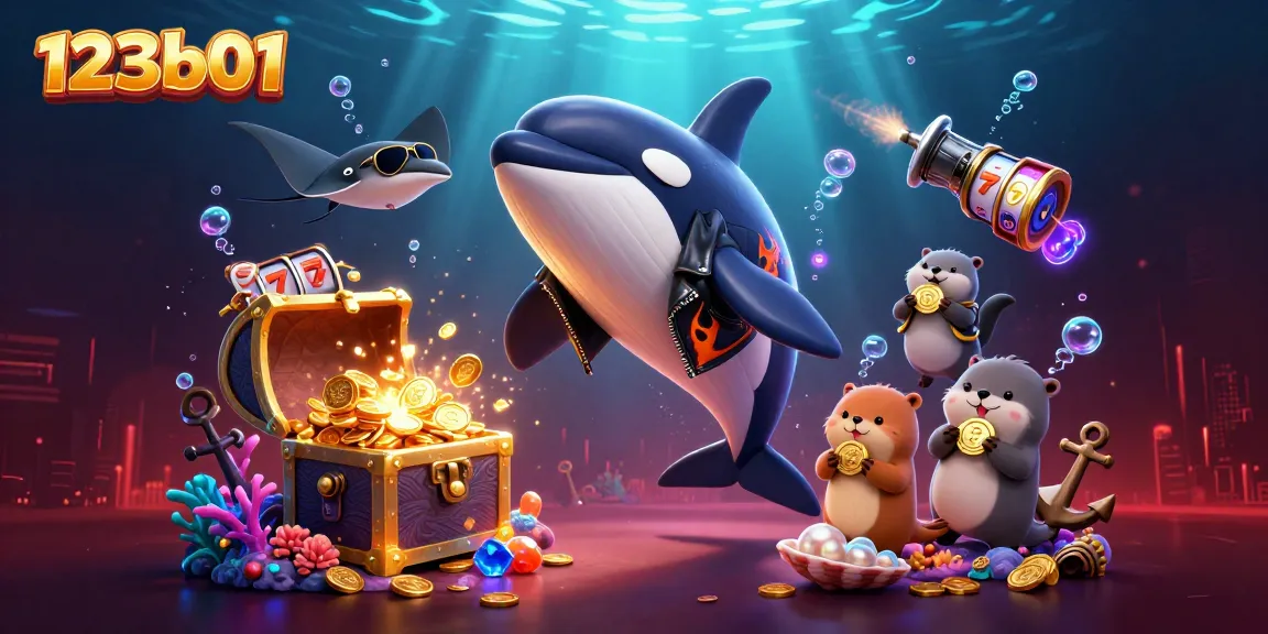 Immerse in the adventure of 123b01 with vibrant characters winning golden coins in an exciting underwater casino.