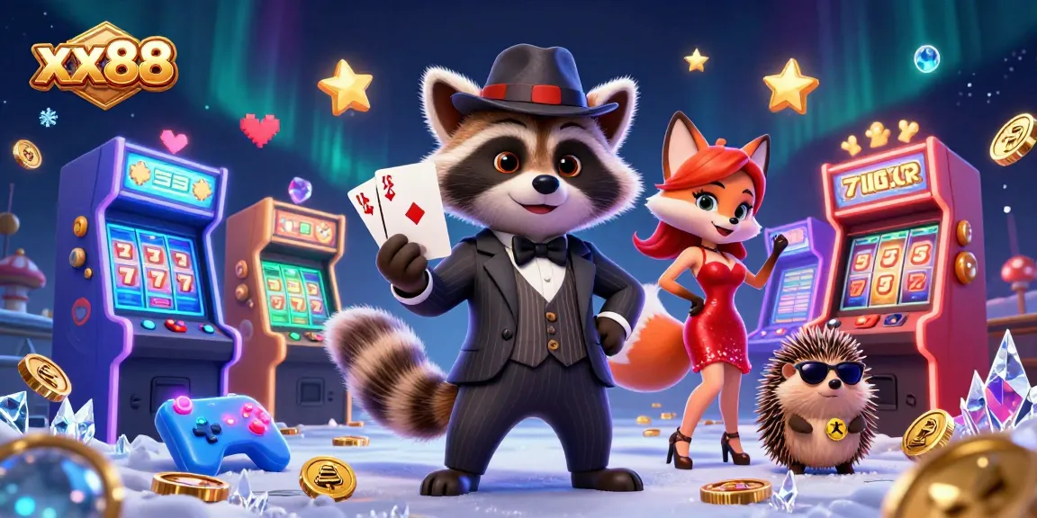 Experience 3D gaming excitement at xx88 with characters enjoying vibrant casino elements