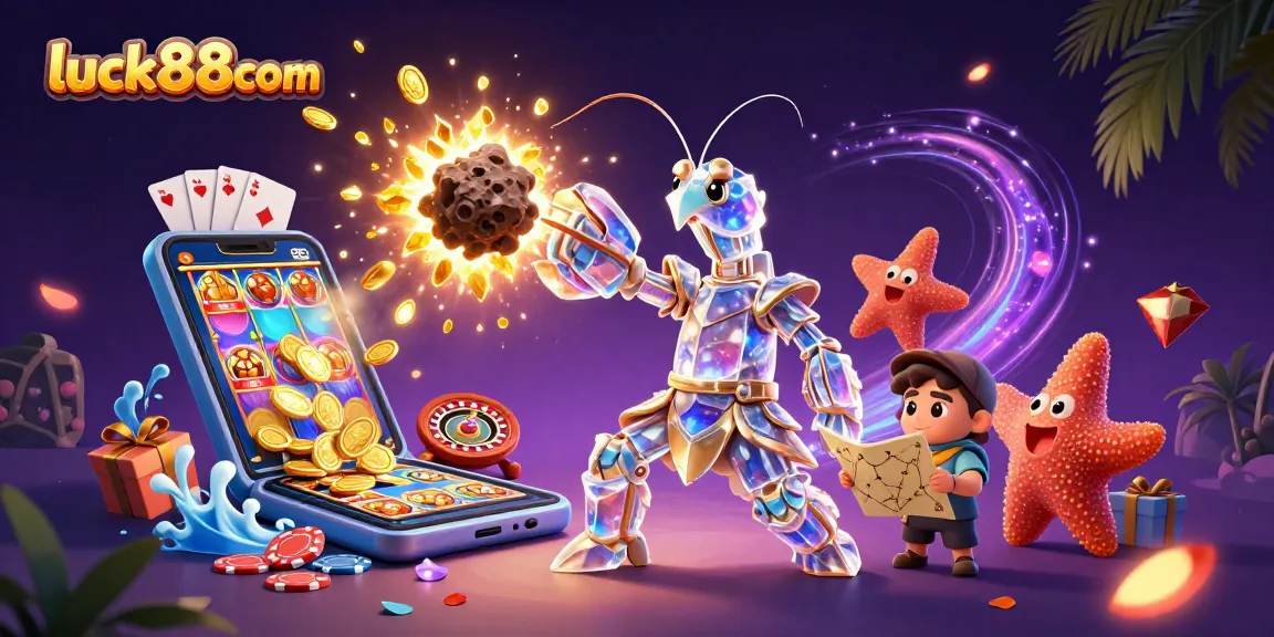 Win big with luck88com in this thrilling 3D render of a colorful casino adventure!