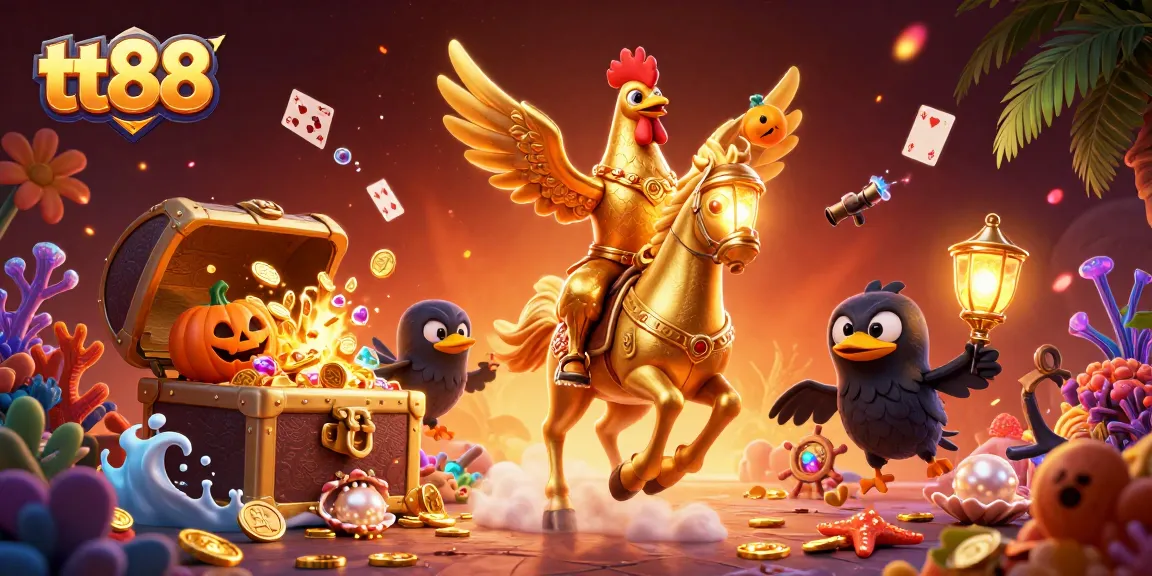 Experience tt88's thrilling casino ambiance with vibrant characters and underwater treasures.