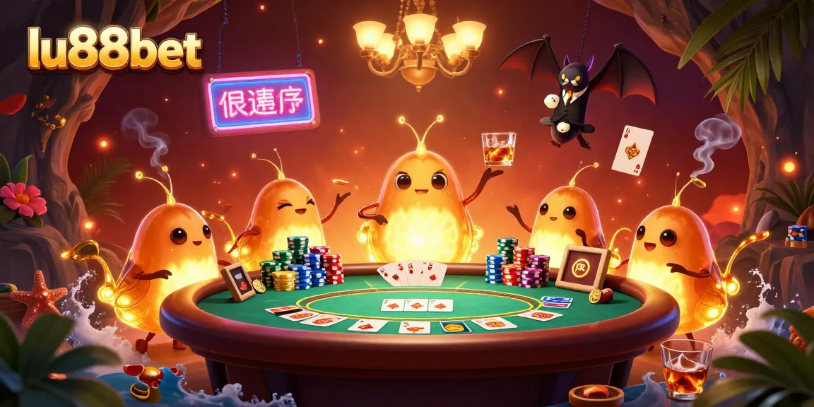 Experience the excitement of lu88bet casino with glowing glowworms and vibrant poker action.
