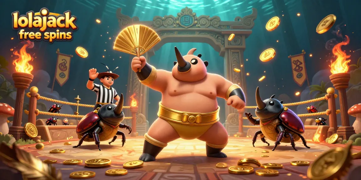 Win big with lolajack casino free spins in an energetic 3D casino battle scene.
