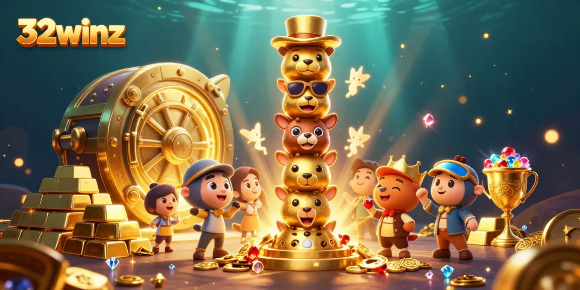 Experience thrilling action with 32winz's dynamic casino world featuring vibrant characters and treasures