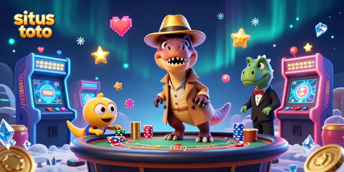 Menangkan pengalaman bermain di situs toto dengan ilustrasi penuh warna berisikan karakter kasino.