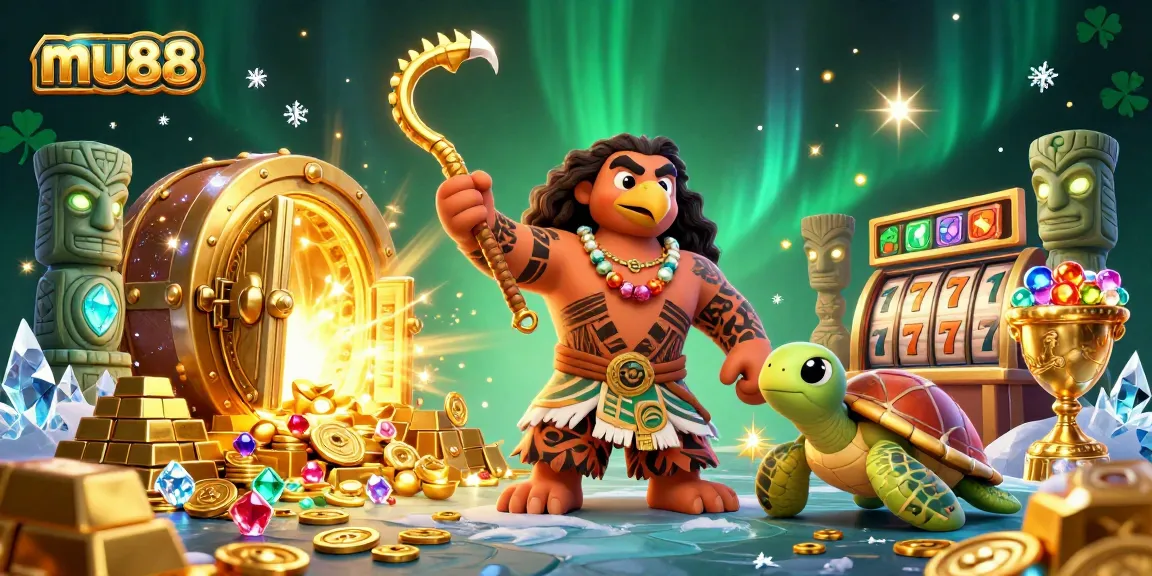 Spin jackpots with mu88's vibrant casino adventure featuring a demigod and treasures.