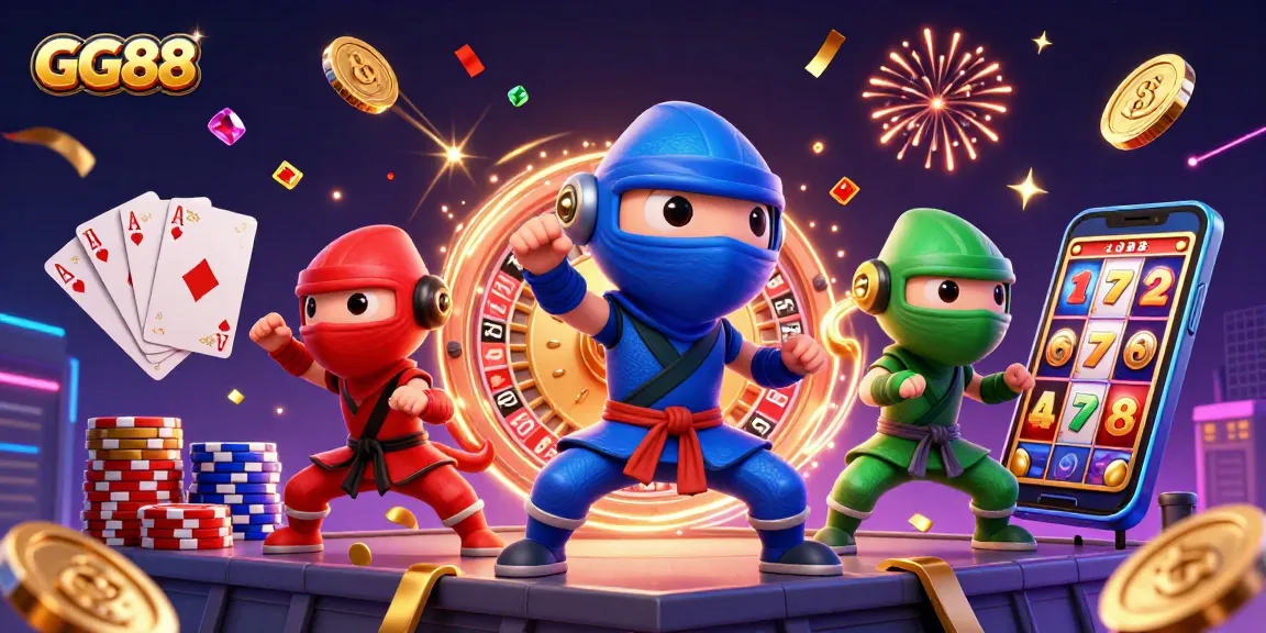 Enhance your GG88 gaming experience with dynamic chameleon ninjas and casino elements in action.