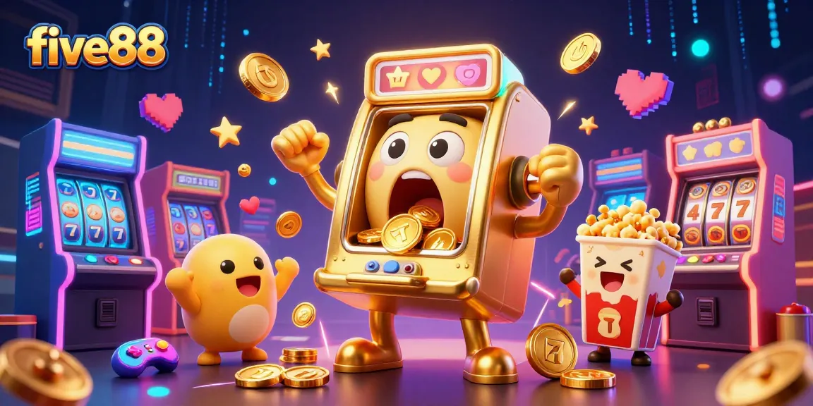 five88's thrilling jackpot scene with golden slot machines celebrating as coins cascade