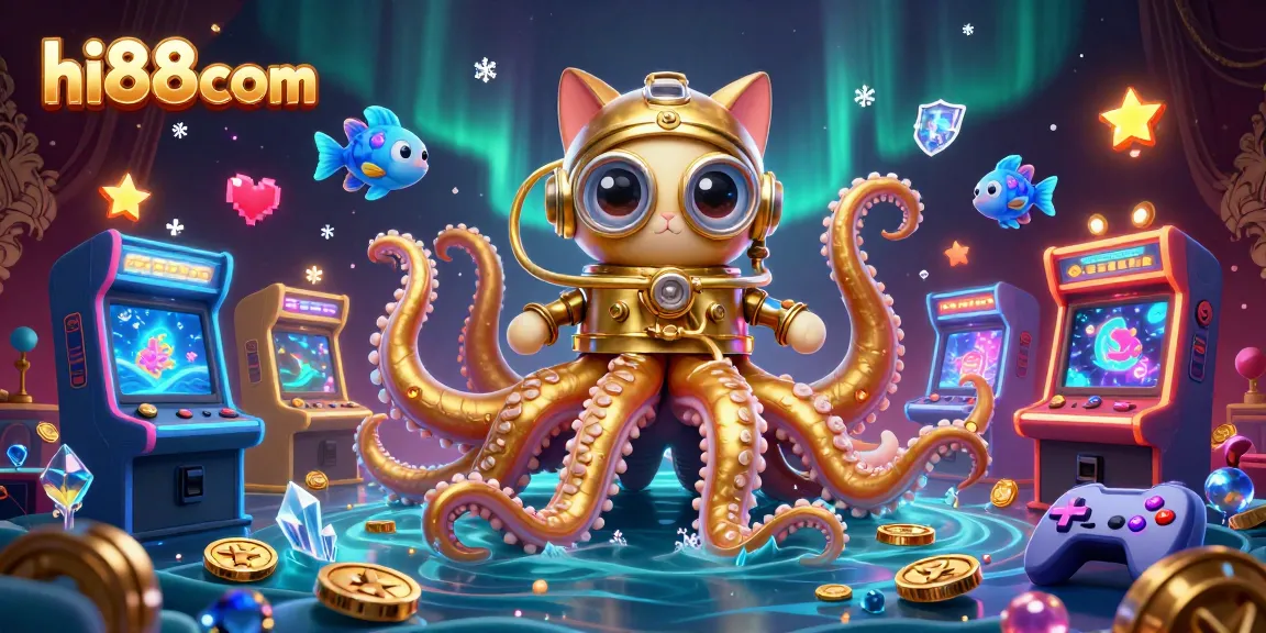 Engage with hi88com's thrilling world of online gaming featuring a vibrant 3D scene.