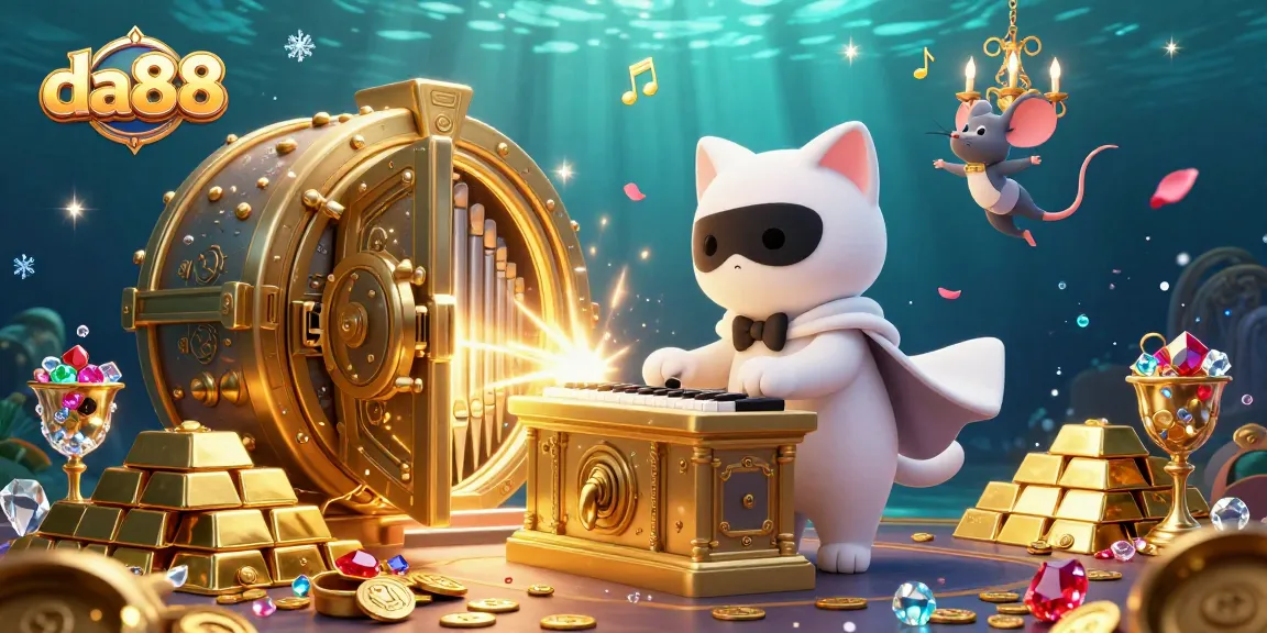 Experience the excitement of da88 with a vibrant casino illustration showcasing the dynamic characters and treasures.