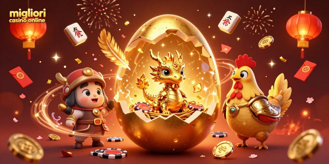 Gioca nei migliori casino online con il drago d'oro e poker chips avvolti da confetti