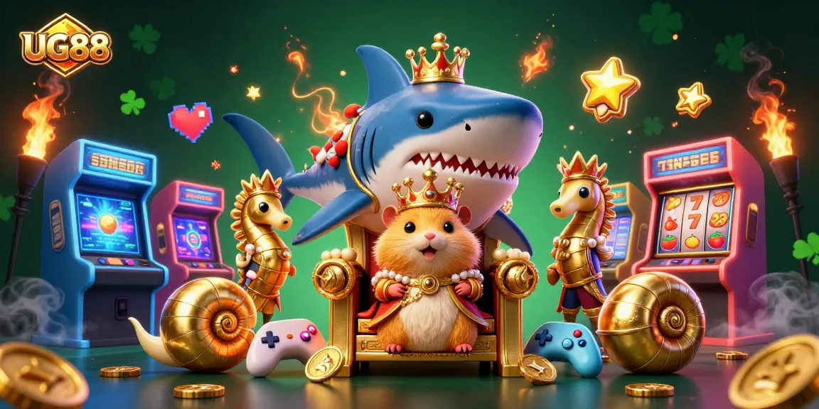 Experience exciting gambling at UG88 with vibrant characters and a dynamic casino scene filled with games.