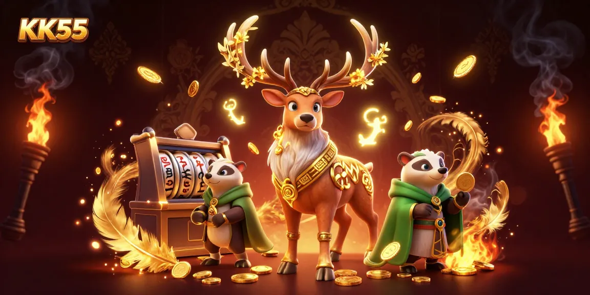 Experience the thrilling world of KK55 slots with enchanting characters and lively game elements.