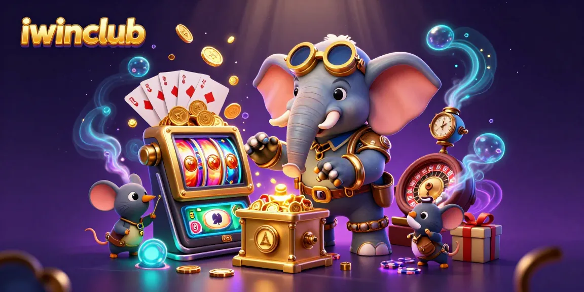 Engage in exciting gaming adventures at iwinclub with steampunk characters and vibrant casino elements.