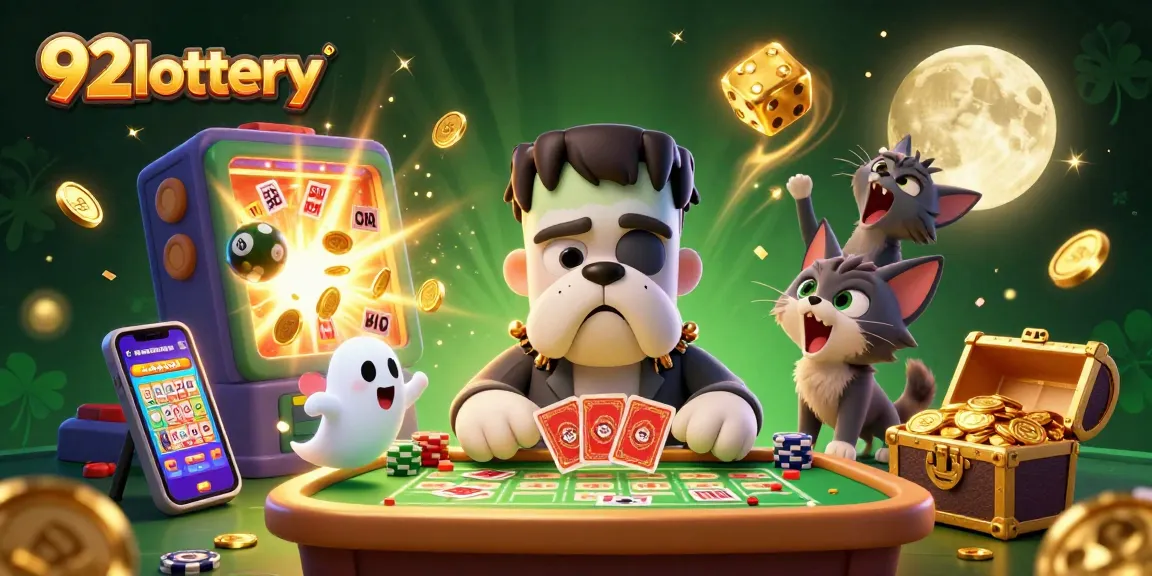 Engage with the festive atmosphere of 92lottery's exciting 3D digital illustration showcasing lively characters and vibrant prizes.