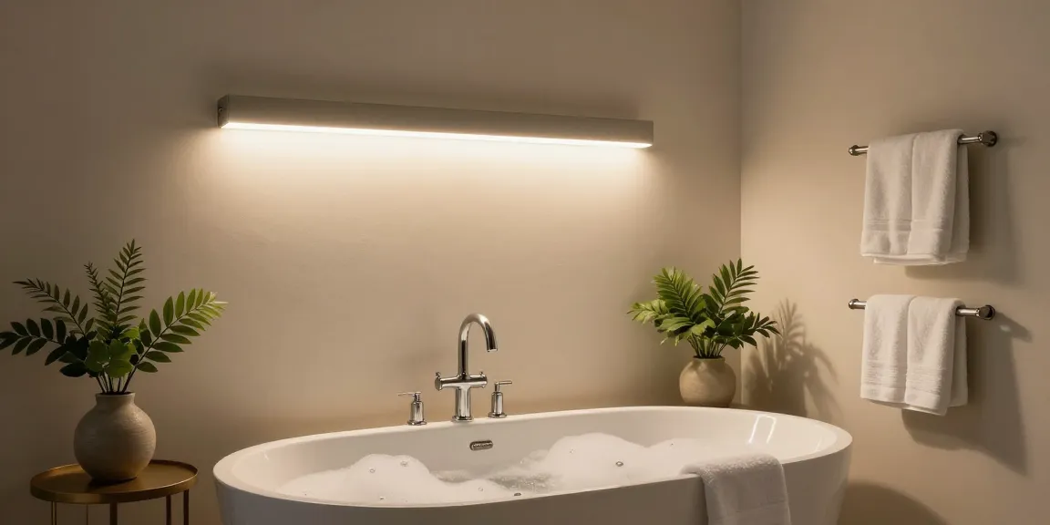 Aplica baie modernă cu iluminare LED și cadă elegantă umplută cu bule