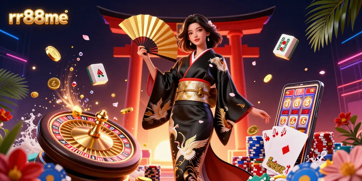 Try your luck at rr88me, where an Asian beauty unveils a casino world filled with treasures and high stakes.