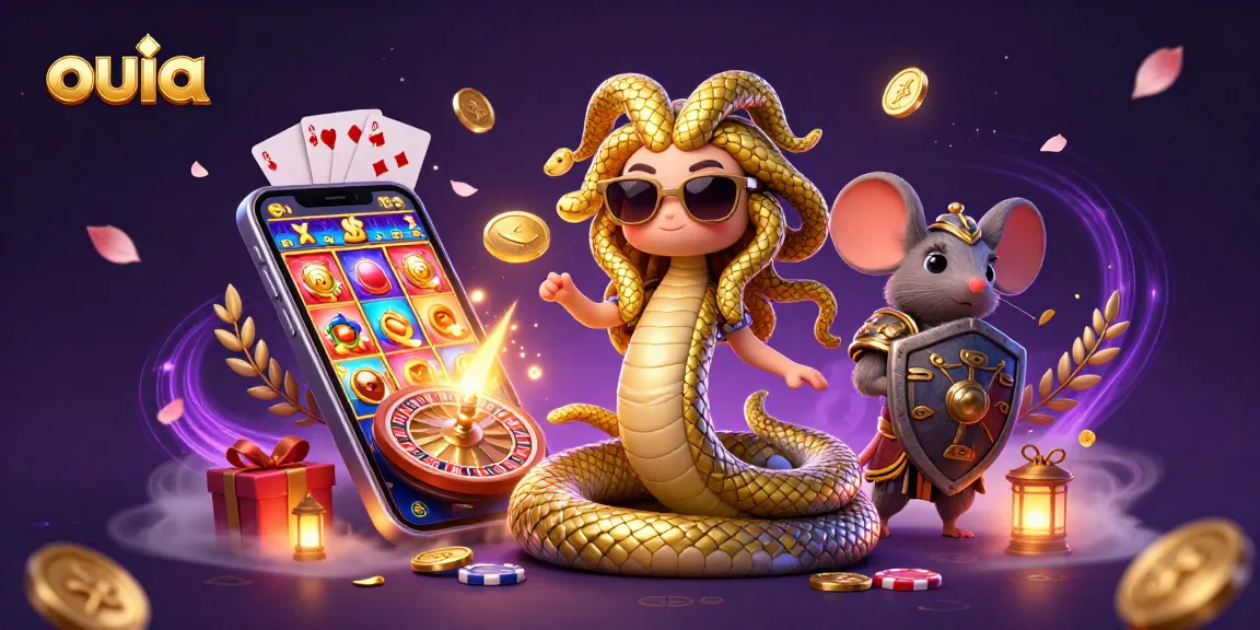 Engaging Medusa and a warrior mouse interact with exciting gaming elements at ouia.