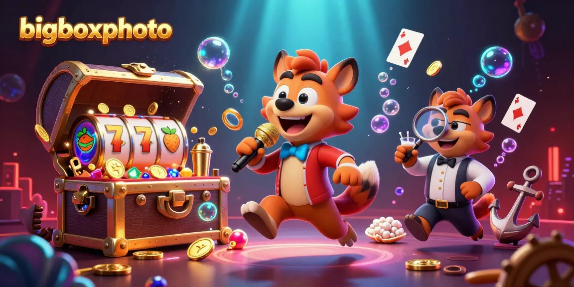Experience bigboxphoto in a vibrant casino scene with hyena characters mixing drinks and performing comedy.