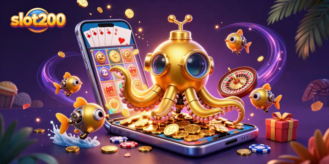 Permainan slot200 memperlihatkan tentakel kraken dan koin emas berhamburan.
