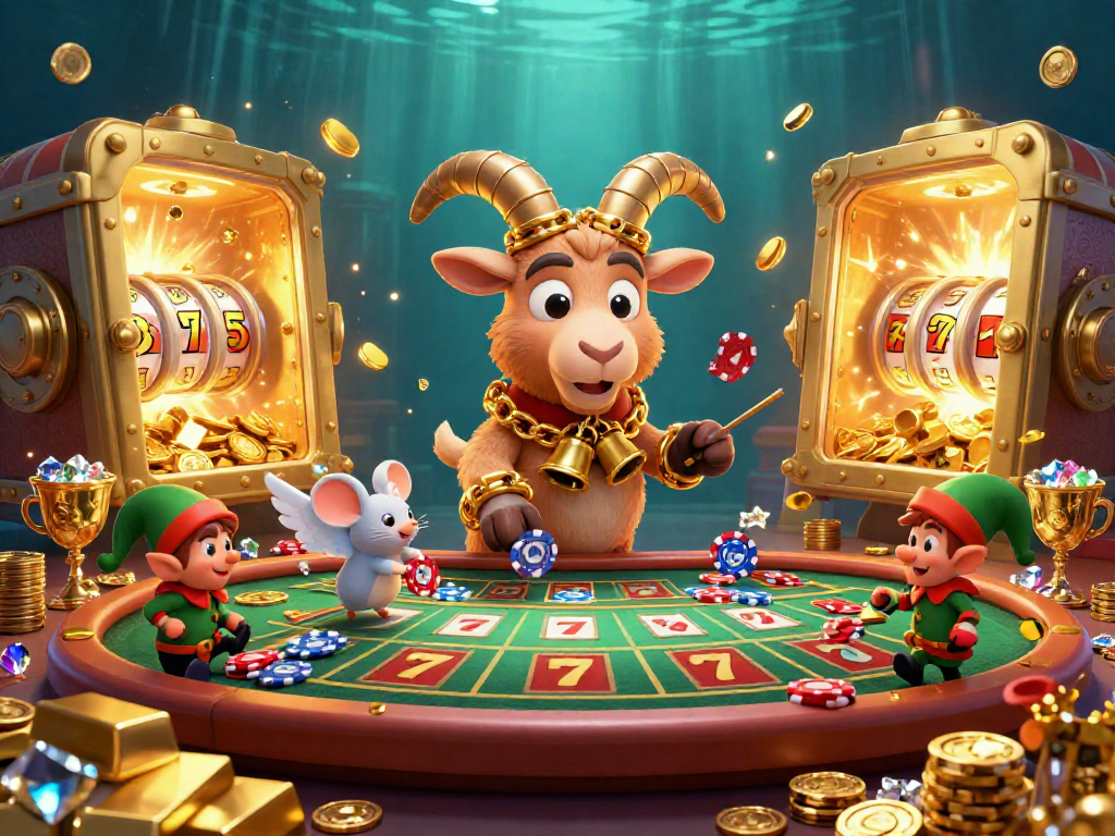 Experience thrilling gameplay at sx88, featuring a lively casino with vibrant characters and gold treasures.