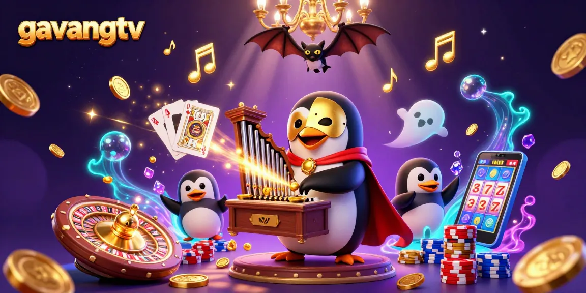 Experience thrilling gameplay with gavangtv in a vibrant 3D casino illustration filled with dynamic elements.