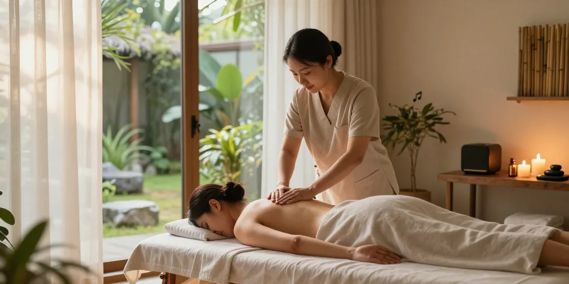 Relaxation scene with skilled therapist performing 서울출장안마 in a serene massage studio.