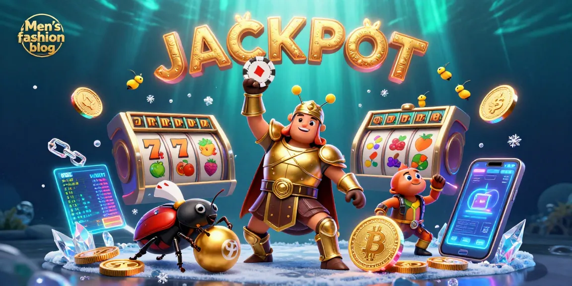 Engaging scene from Men’s fashion blog showcasing a beetle in gladiator armor amid casino symbols celebrating a jackpot.