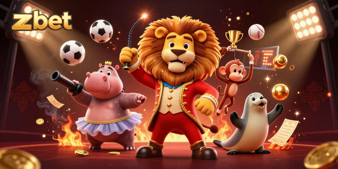 Dynamic scene showcasing zbet with characters and sports elements, promoting excitement and engagement in gambling.