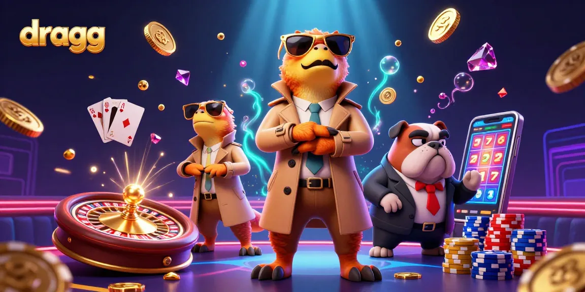 Gamble big with dragg in a fun 3D cartoon casino scene featuring raptors in disguise.