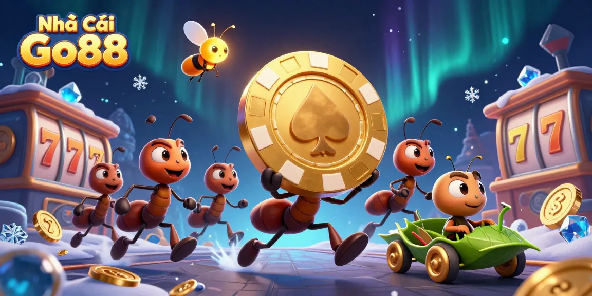 Engage with the thrilling action at Nhà Cái Go88, where ants carry a giant poker chip amidst a creative heist!