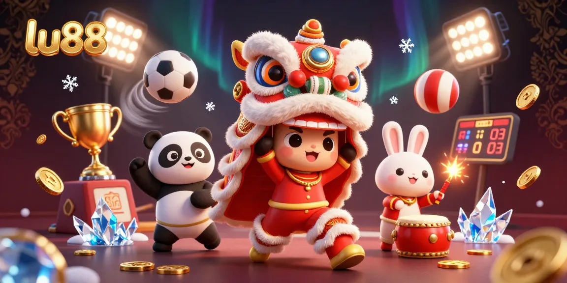 Experience the thrilling world of lu88 as characters dance with sports elements, celebrating the excitement of betting.