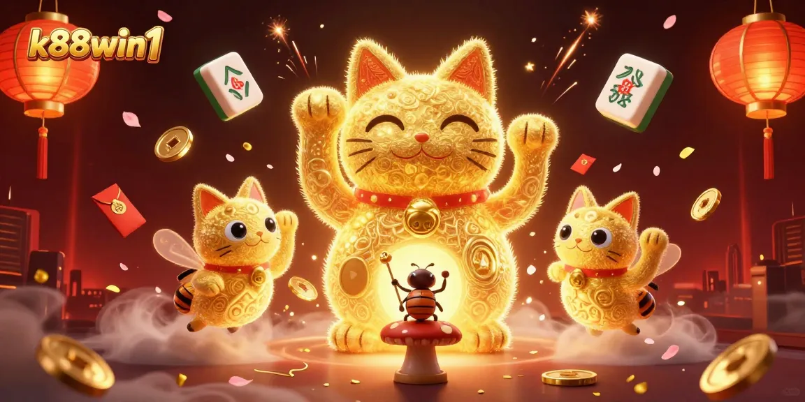 Engage in exciting gameplay at k88win1 with vibrant 3D illustrations of lucky symbols and casino elements.
