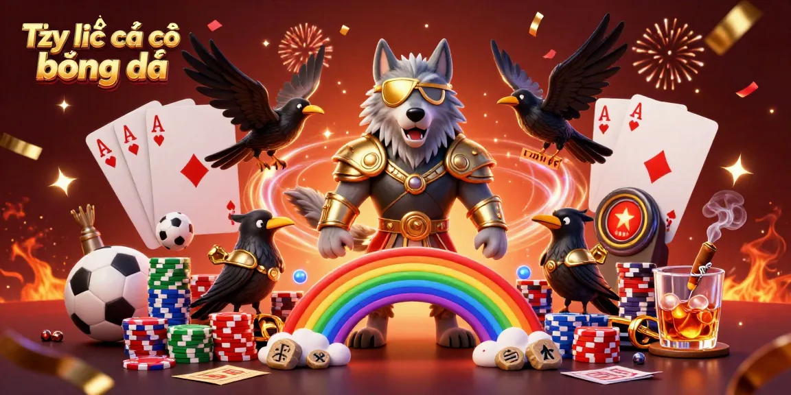 Experience the excitement of Tỷ lệ cá cược bóng đá surrounded by sports betting elements and magical effects.