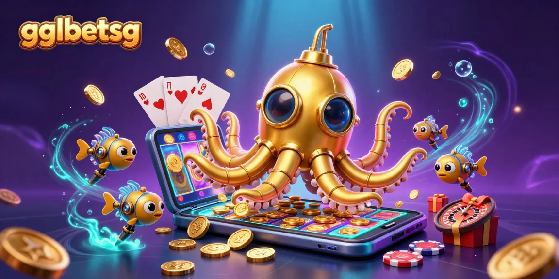 gglbetsg showcases a vibrant scene of esports betting with a golden kraken and gaming elements.