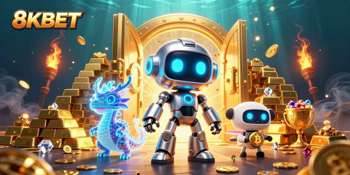 8KBET offers an exhilarating online gambling experience with futuristic characters and vibrant casino elements.