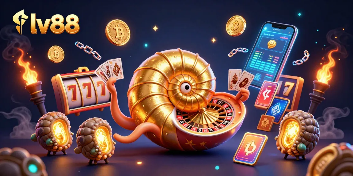 Play at lv88's vibrant casino scene with immersive 3D characters and glowing cryptocurrencies.