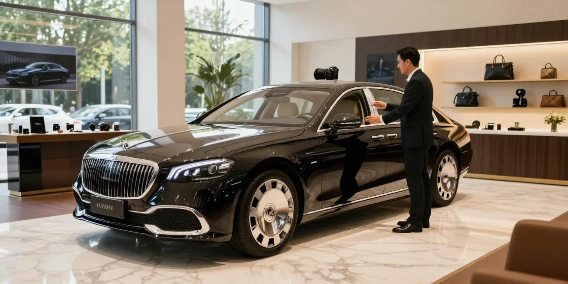 Mobil LUXURY 777 dalam showroom mewah dengan pencahayaan elegan.