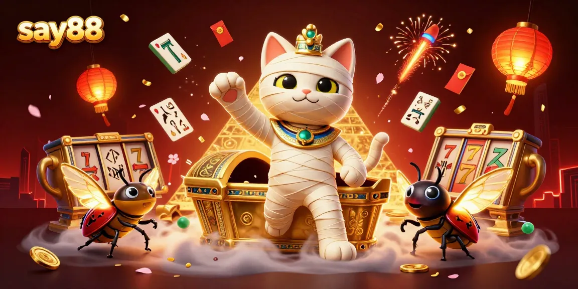 Experience exciting gaming moments with say88's vibrant 3D casino illustration featuring unique characters and dynamic elements.