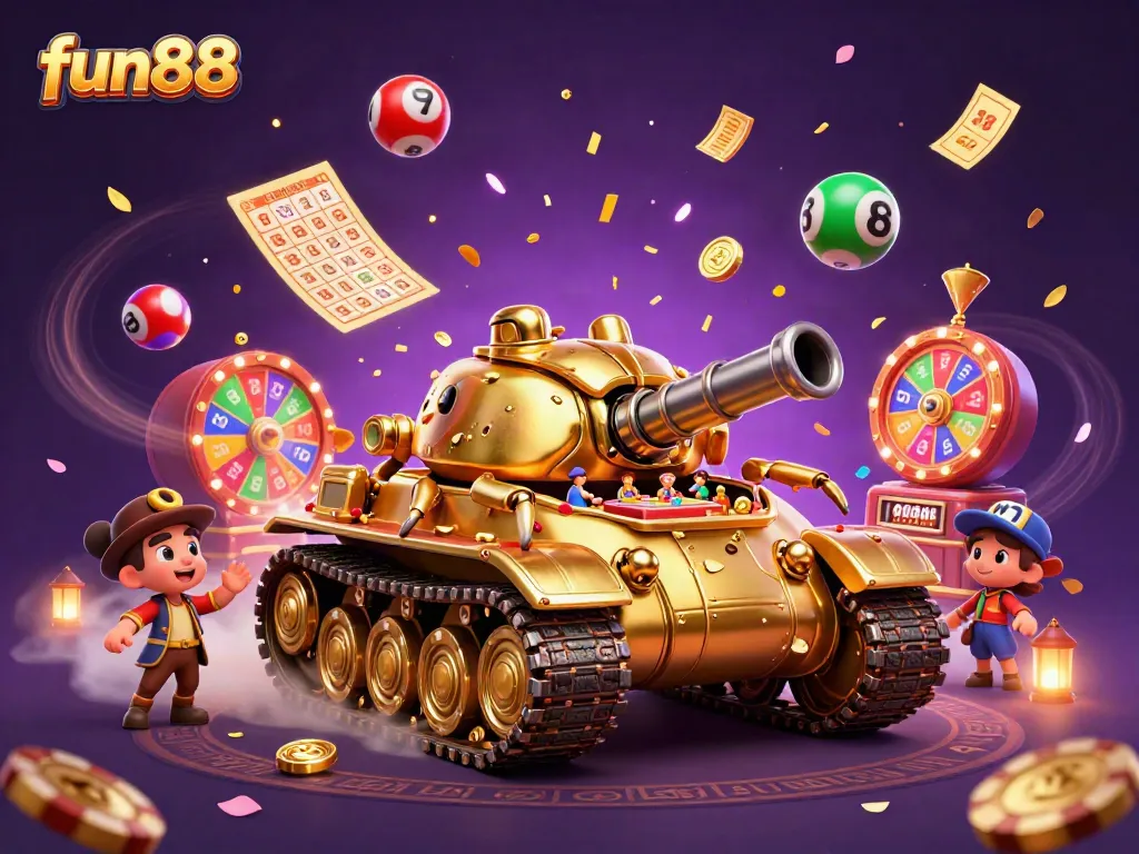 Experience the excitement of fun88 with a vibrant scene featuring a magical casino beetle tank.