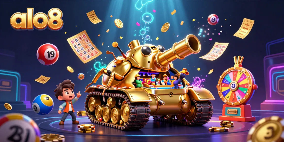 Experience thrilling excitement at alo8 with vibrant lottery and casino visuals amidst a dynamic scene.