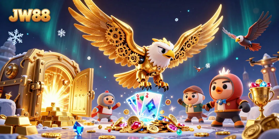 Experience thrilling gameplay at JW88 with a vibrant 3D casino scene featuring dynamic elements.