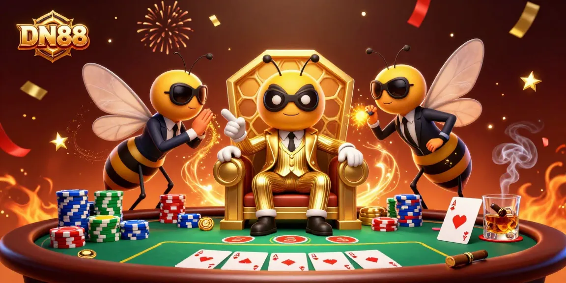 Join the action at DN88 with a buzzing bumblebee boss ruling the poker table.