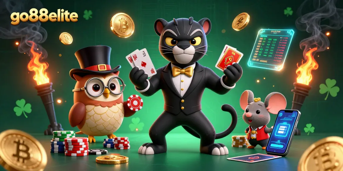 Engage in thrilling gameplay with go88elite featuring stylish characters and vibrant casino elements.