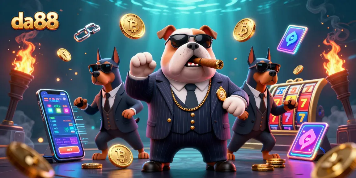 Experience thrilling gaming with da88, featuring a mafia boss bulldog and exclusive crypto casino elements.