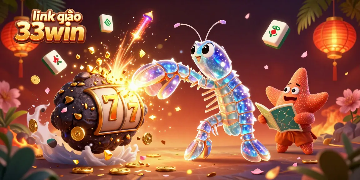 Experience winning opportunities with link vào 33win in this vibrant 3D casino scene filled with slot reels and golden treasures.