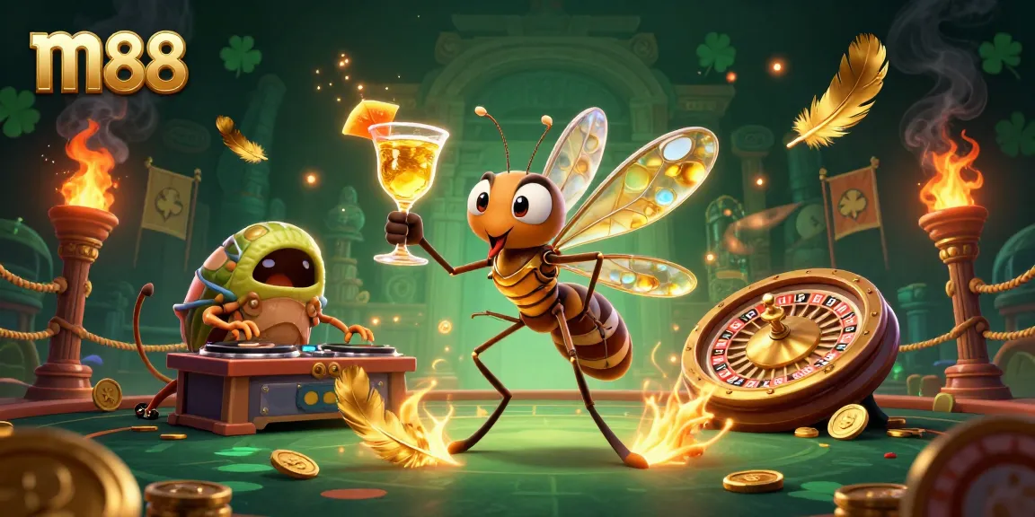 Engage with exciting m88 gaming opportunities through a vibrant casino-inspired illustration.