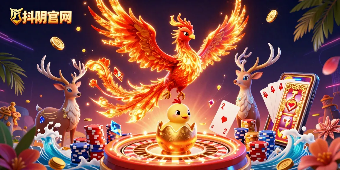 Experience thrill and excitement with 抖阴官网 as the fire phoenix and mystical stag burst into action in a dynamic casino scene.