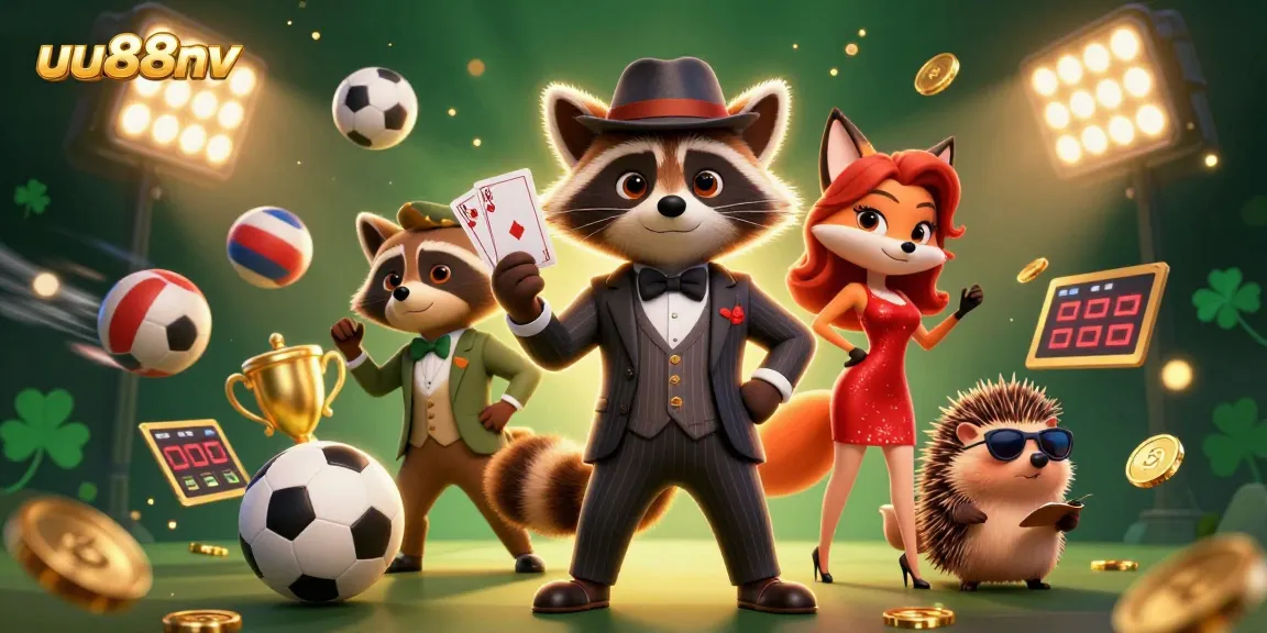 Experience the thrill of uu88nv with an energetic scene featuring a suave raccoon and charming companions.