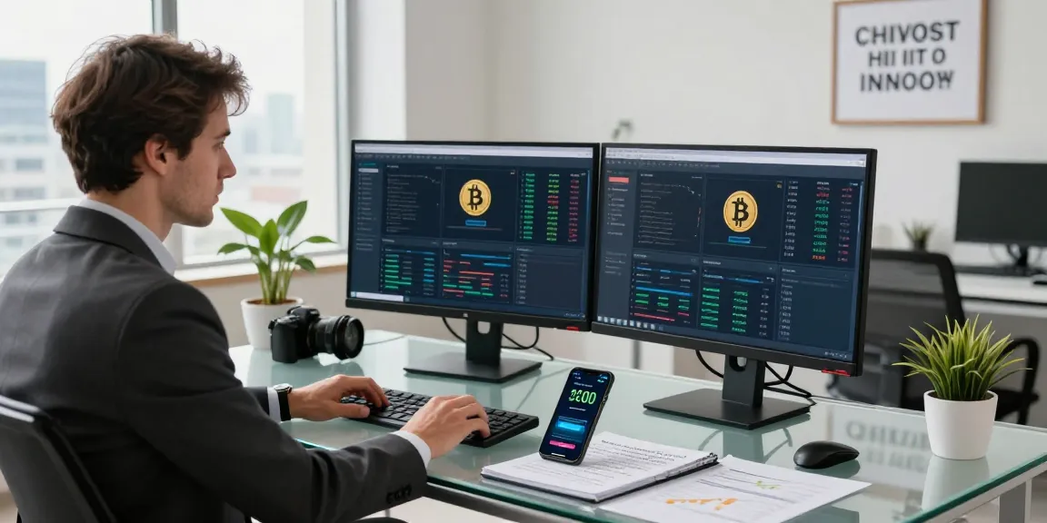 Recover lost crypto expert analyzing blockchain data in modern office
