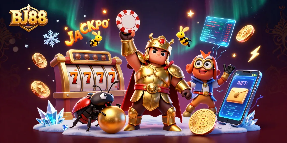 Engage with BJ88's thrilling jackpot excitement through lively 3D casino illustration.
